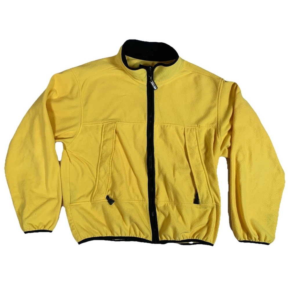 90's Eddie Bauer EBTEK Full Zip Fleece Outdoors‎ Yellow Jacket Med Mens-USA Made